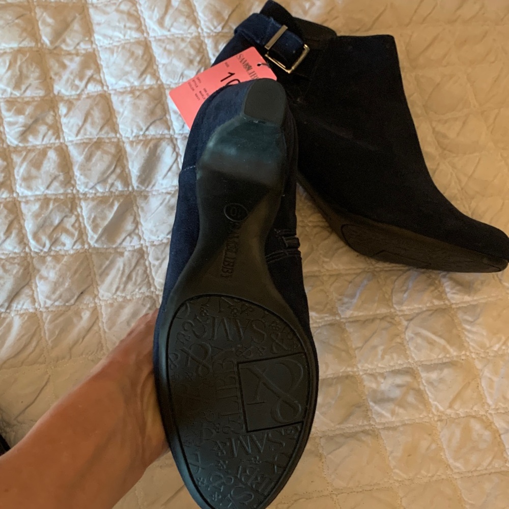 Sam & Libby (now Sam Edelman) Navy Blue Ankle Booties with Buckle - Picture 4 of 7